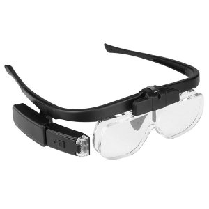 LED Head Mount Magnifier Glasses with 3 Detachable Lenses