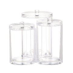 3 Grids Acrylic Cosmetic Organizer Cotton Ball/Swab/ Make Up Wipe Container