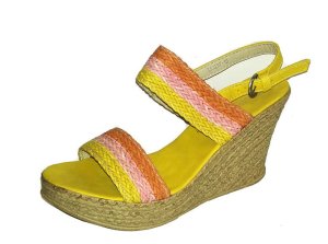 Lavanda Yellow Multi Colour Strapy Upper Wedge - (Size: 8)EG3297-16 YELLOW
