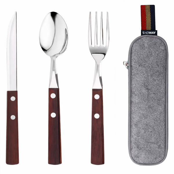 Sndway 3 Pack Stainless Steel Travel Utensils Set With Case