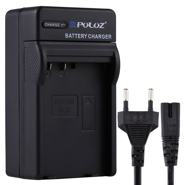PULUZ EU Plug Battery Charger with Cable for Nikon EN-EL15 Battery