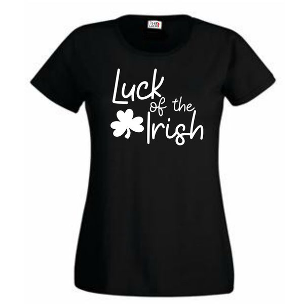 Think Out Loud Ladies "Luck of the Irish" Short Sleeve Tshirt Black