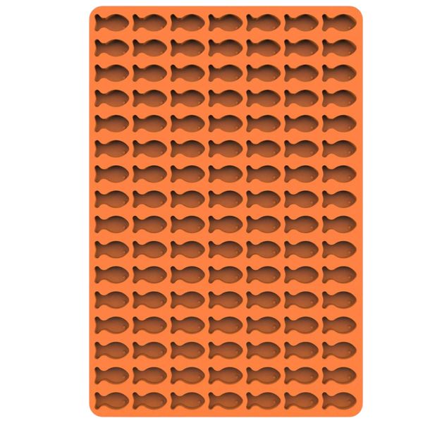 112-Cavity Fish-Shaped Silicone Candy and Treat Mold - Orange