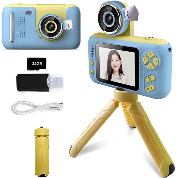 Kids Digital Camera with Flip Lens HD Digital Video Camera Toy with Tripod