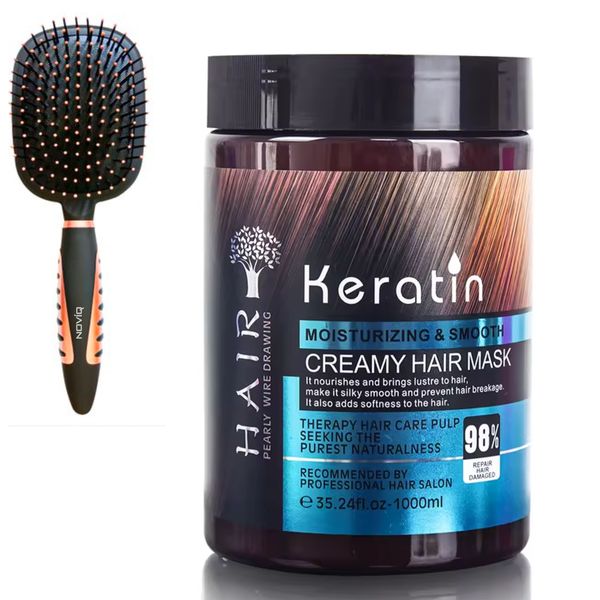 Keratin Creamy Nourishing Hair Mask &amp; Paddle Hairbrush