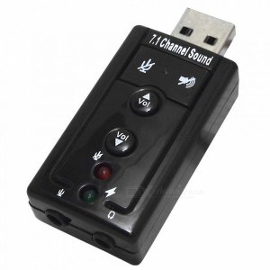 USB 2.0 7.1 Channel Sound Card Adapter with Headphones &amp; Microphone Jack