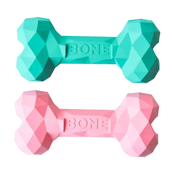 Diamond Bone Dog Chew Toy Pro Pet Care Treat Dispenser TPR Faceted - L