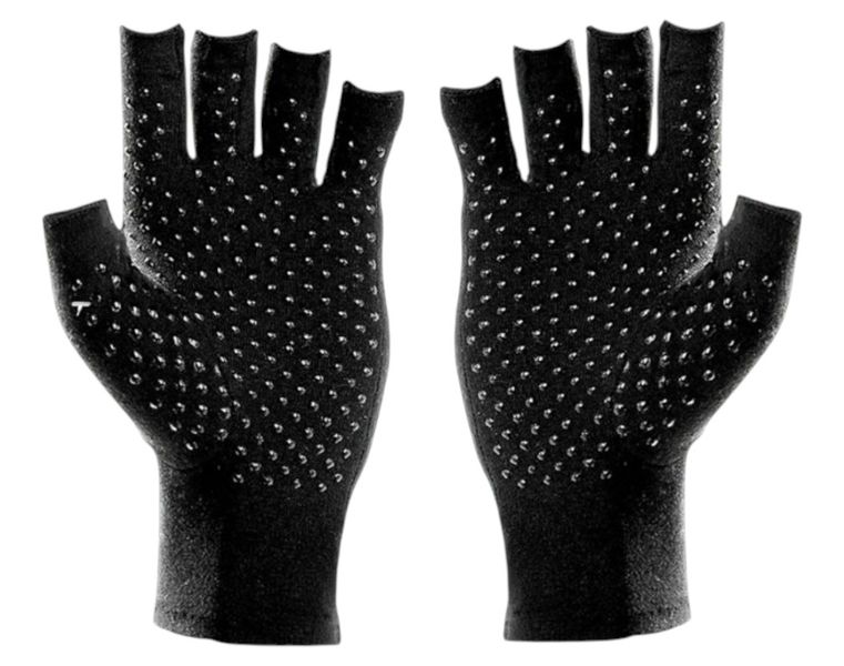 1 Pair Black Fingerless Compression Gloves