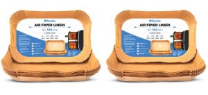 Tamias Rectangular Disposable 2 x Set of 100 Air Fryer Paper (20x13cm)