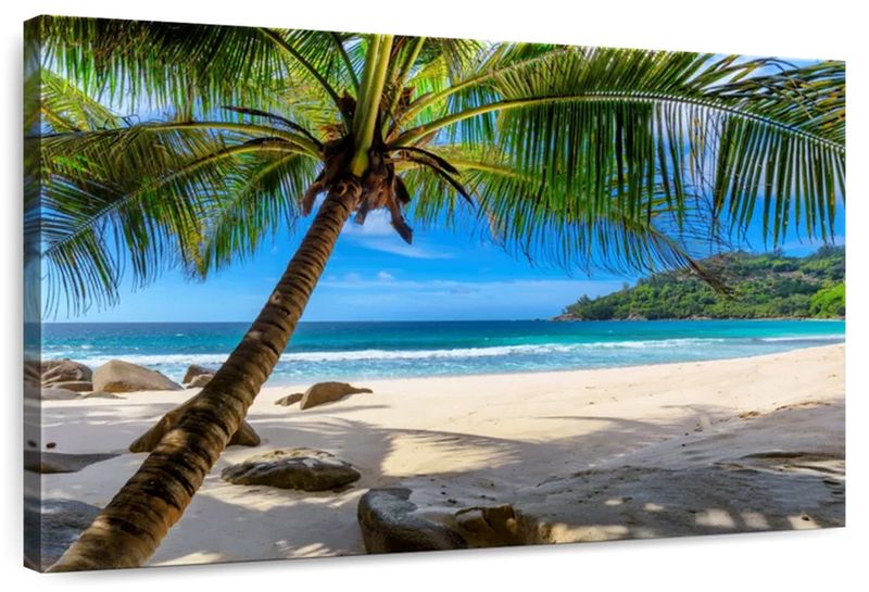 Canvas Art - Palm Sandy Beach Canvas Wall Art For Living Bedroom