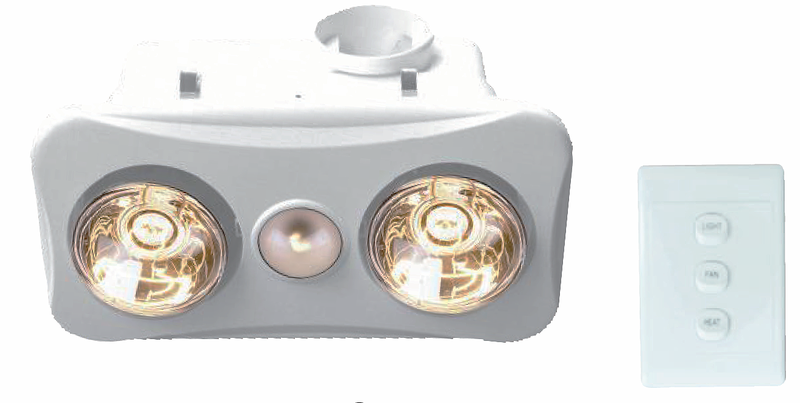 ACDC - Bathroom Heating Lamp &amp; Light - 2 Lamp - Plastic Finish