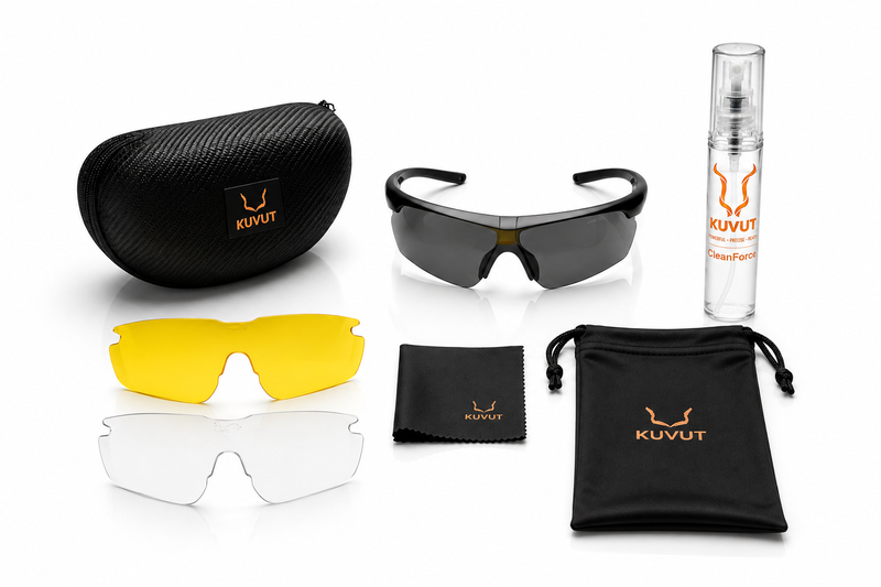 KuVut Eyewear Shooting Safety Glasses with Glass Cleaner