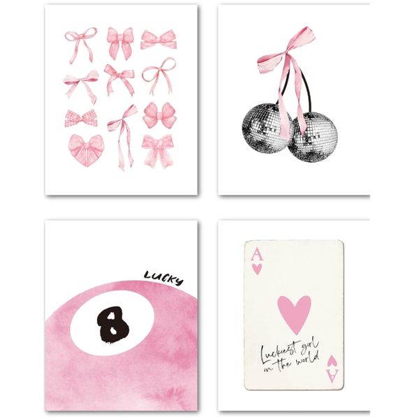 Set of 6 Coquette Aesthetic Wall Art Prints Unframed Pink Preppy Posters