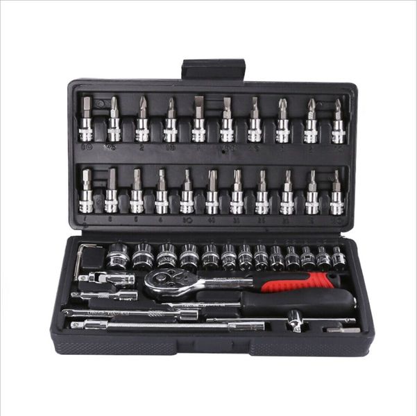 46 Piece 1/4" Socket Tool Set for Auto Car Repairing