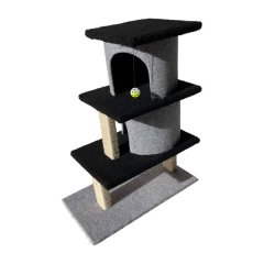 Scratzme - Sleepy Tower Premium Scratching Post - Light Grey &amp; Black