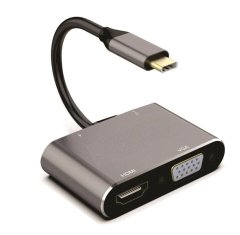 4-in-1 USB C To 4K Hub PD HDMI VGA USB Adapter
