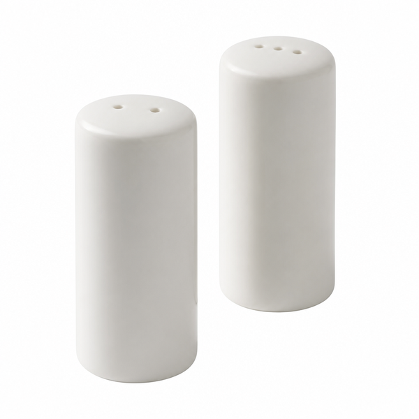 White Salt and Pepper Shaker Set 2 Piece Modern Collection