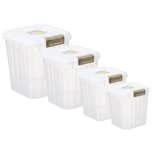 Pet Dogs &amp; Cats Plastic Dry Food Storage Containers Set of 4