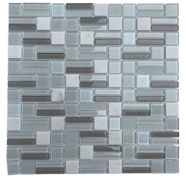 Decor Tiles -Glass and Stone White Mix