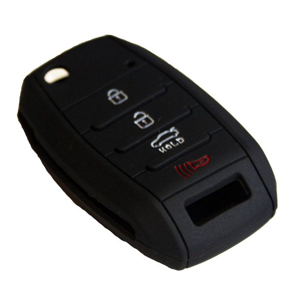 Silicone Car Key Protector - Kia 3 &amp; 4 Button Flip Key - Black