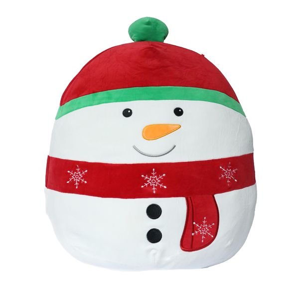 Festive Plush Christmas Pillow - Snowman Design - 45cm, Soft &amp; Cozy