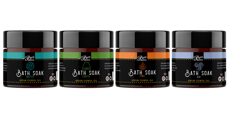 Pure Afro African Bath Soak Gift Set - Water, Earth, Fire, Air - 4 x 120g