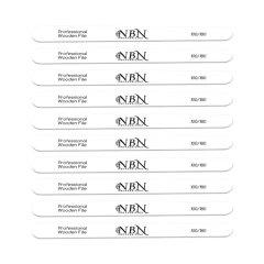 NBN Professional Thin Wooden Nail File 100/180 - 10 Piece