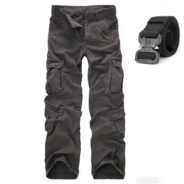 Cargo Pants For Men 100% Cotton Men's Military Joggers + Tactical Belt
