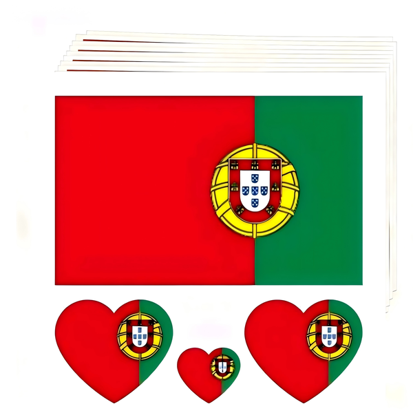 Waterproof Portuguese Flag Stickers for Football Fans - 50-Pack
