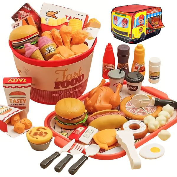 83 PCS Burger Play Food Set DIY Pretend Playset Tent Toy Kids Children Gift