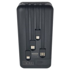 High Capacity Portable 20,000 mAh Power Bank with Built-In Cables (BLACK)