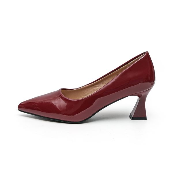 TTP Women Spool Heel Patent PU Slip On Heels JSF65