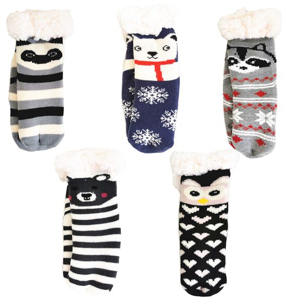 5 x Cartoon Animal Thermal Socks Winter Socks For Kids Children - Assorted