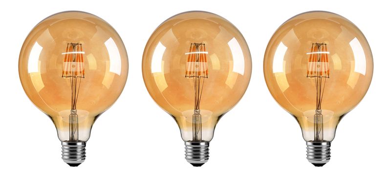 Pack of 3- G125 6W Retro WarmWhite LED E27 Filament Bulb 125mm