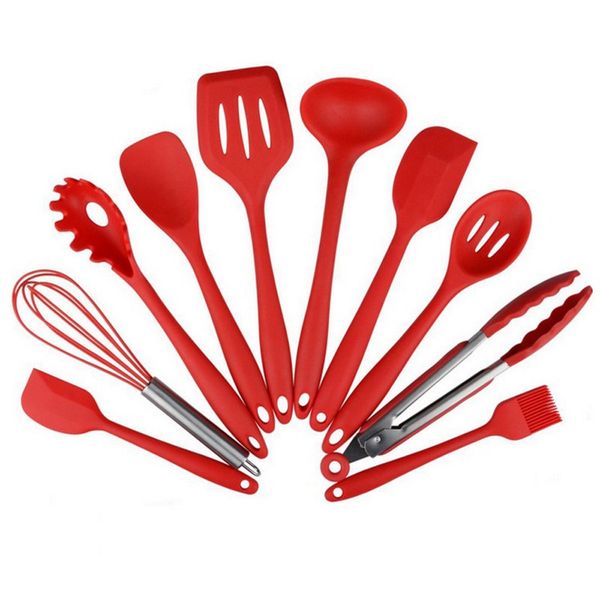 Killer Deals 10-Pack Silicone Spatula Whisk Tong Spoon Kitchen Utensil Set