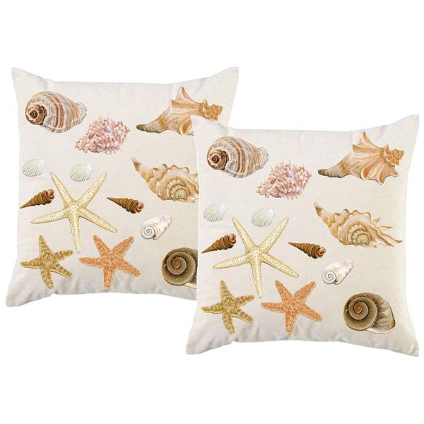 PepperSt - Scatter Cushion Cover Set - Water Colour Sea Shells
