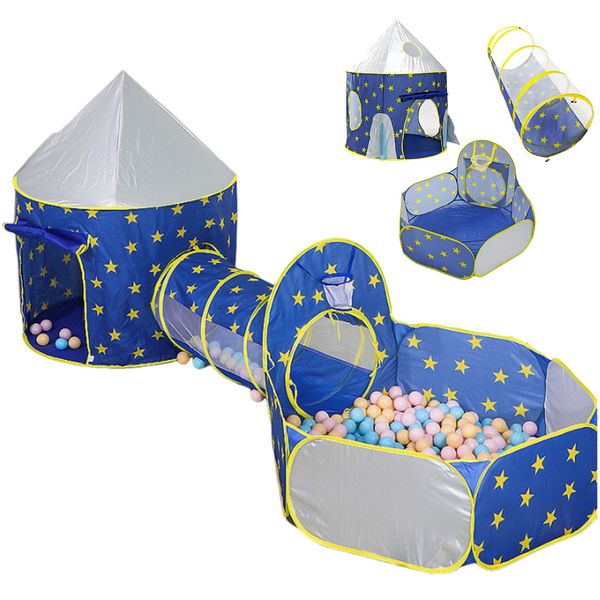 3 in 1 Kids Play Tent Foldable Playhouse Toy with Ball Pit &amp; Tunnel &amp; Tents