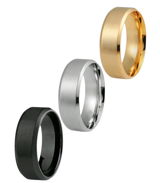 3 Pack (8mm) Matte Tungsten Carbide Steel Wedding Bands, Rings