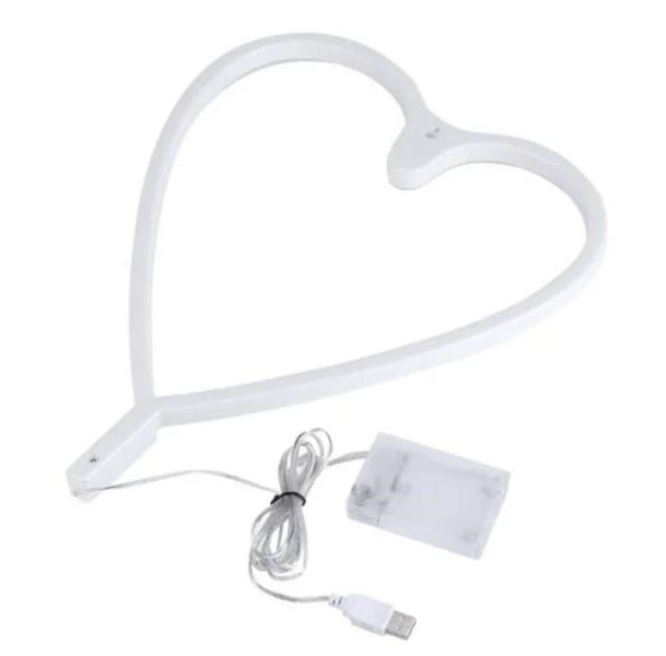 USB Powered Heart Neon Lamp Wall Hanging Decorating LED Sign -Red
