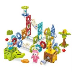 Kids-Up 223 PCS DIY STEM Dinosaur Paradise Magnetic Marble Run Educational