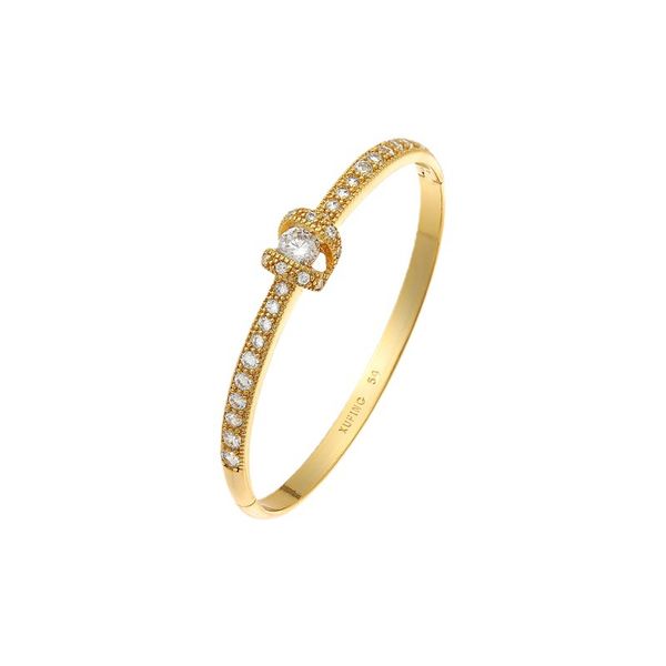 Simple Closed Gold-Plated Zircon Bracelet for Women - 57mm Circumference