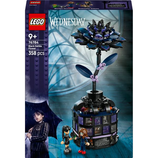 LEGO® Wednesday Black Dahlia Flower Halloween Gift, Faux Plant Room Decor 76784