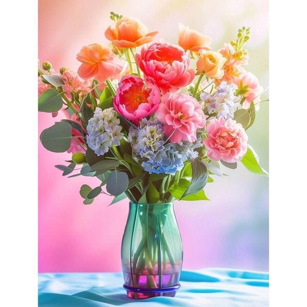 Floral Diamond Painting Kit: 5D Full Drill, Colorful Flower