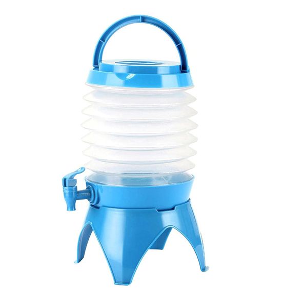 5L Portable Outdoor Water Storage Bucket Folding Water Carriers-Sky Blue