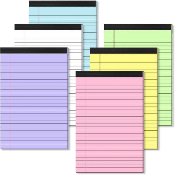 6-Pack A5 Tearable Notebook | Easy-Tear Lined Memo Pad for Office &amp; School