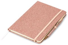 A5 Hardcover Journal &amp; Pen with Metallic Sparkle Effect in ROSE GOLD