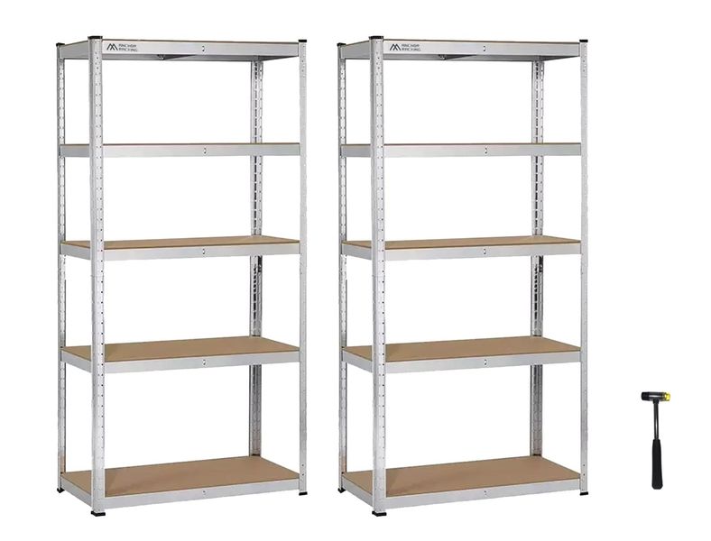 Anchor 2x 5-Tier Steel Racking 150x75x30cm |150kg/Shelf | Boltless + Mallet