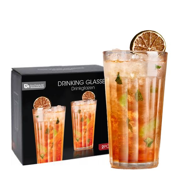 Drinking Glasses Set, 350ml - Set of 2 Piece - Stripes Design