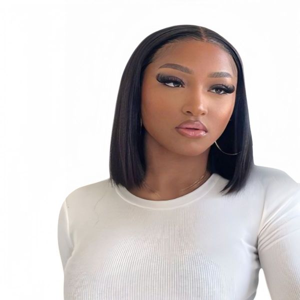 Geebuy 10inch Straight Wig Full Frontal Human Hair Brazilian Bob Wig Gift