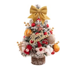 45cm Orange Mini Christmas Tree with Lights - Desktop Decor Set